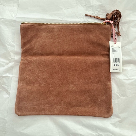 Vineyard Vines Suede Fold-Over Clutch, Bear (Brown) - Picture 2 of 6